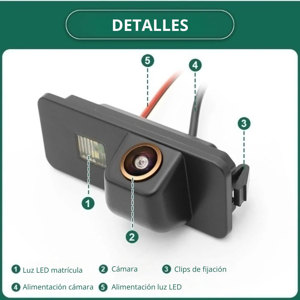 Cámara de visión trasera para Volkswagen Golf Passat CC Polo Scirocco Eos Lupo Phaeton Beetle Seat Leon Altea Toledo Ibiza