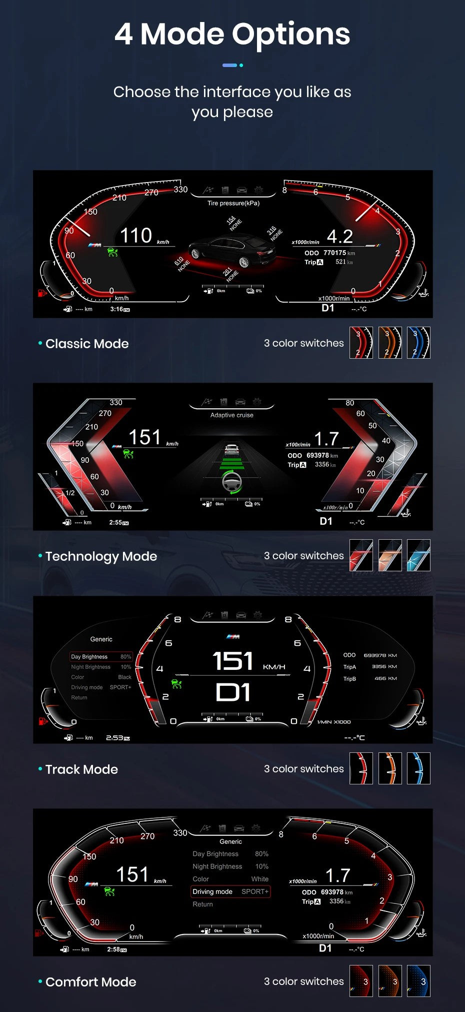 Cuadro de instrumentos digital 12.3'' para BMW Serie 5 E60 E61 / Serie 6 E63 E64 2003-2009 RProjekt