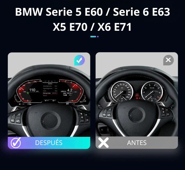 Cuadro de instrumentos digital 12.3'' para BMW Serie 5 E60 E61 / Serie 6 E63 E64 2003-2009 RProjekt