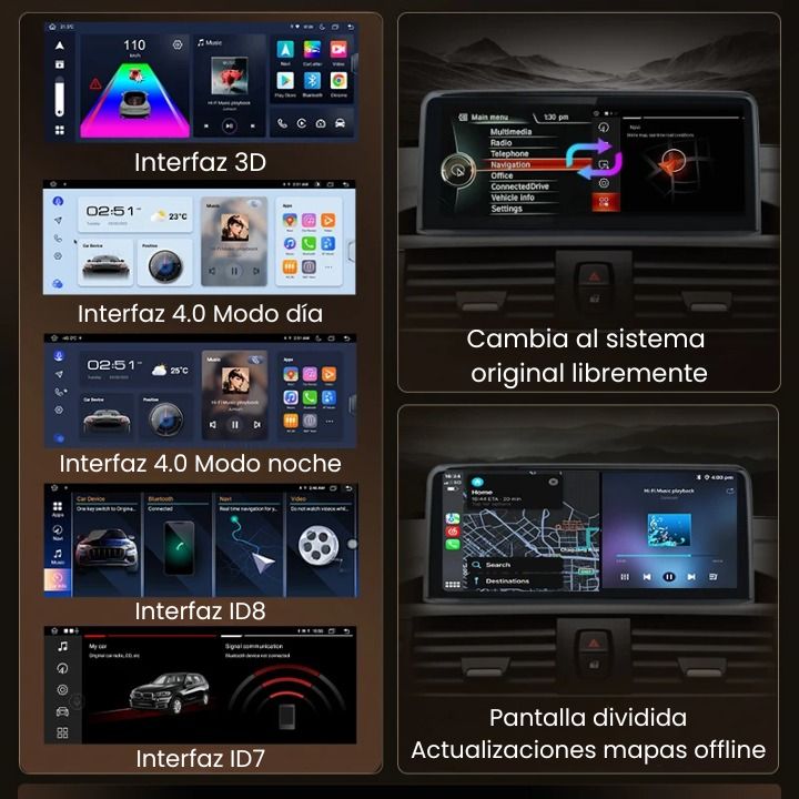 Pantalla Android Auto Carplay BMW Serie 1 E81 E82 E87 E88 10 Pulgadas