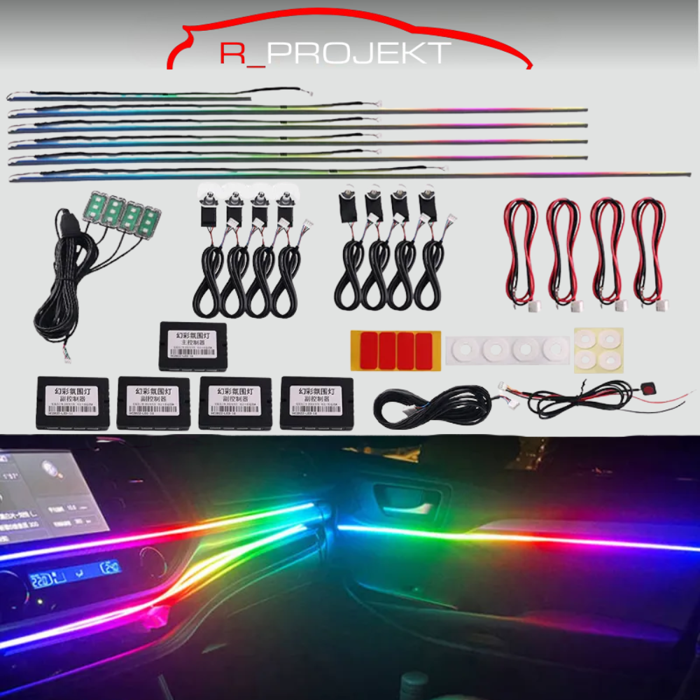 Universal RGB Car Interior Ambient Lighting Kit (App Control + 213 Colors)