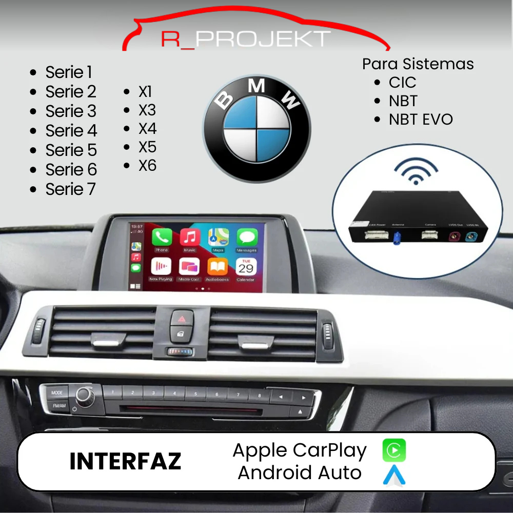 Módulo Apple CarPlay Android Auto BMW Serie 1 / 2 / 3 / 4 / 5 / 6 / 7 / X1 / X3 / X4 / X5 / X6