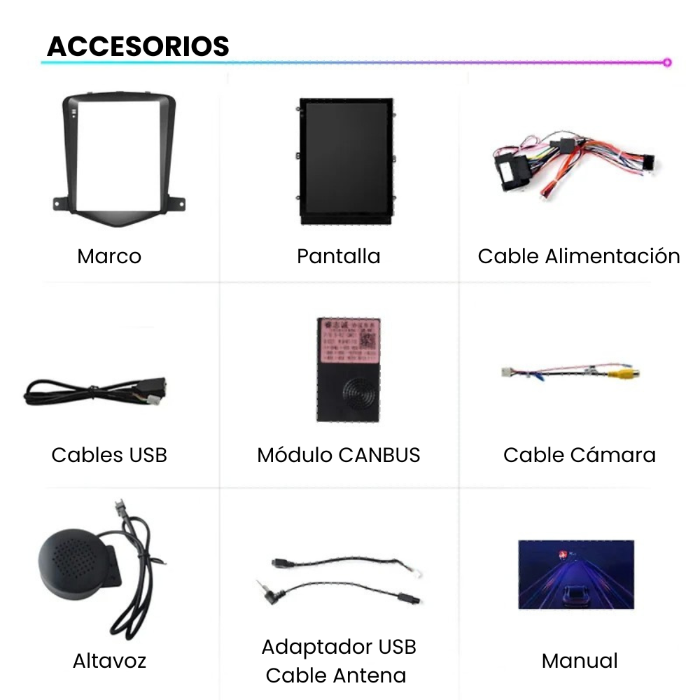 Pantalla Android Auto Carplay 10" Chevrolet Cruze J300 2008-2012