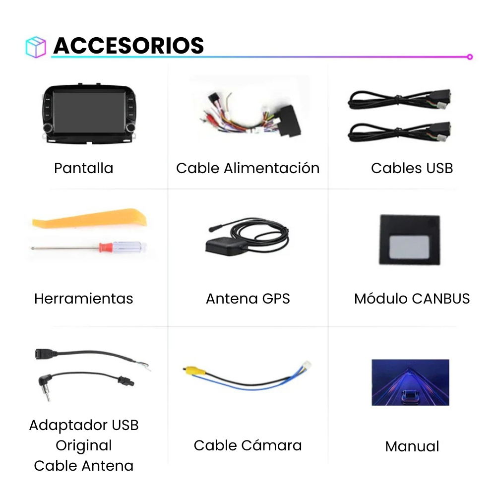 Pantalla Android Auto Carplay Fiat 500 Abarth 595 695 2016-2020