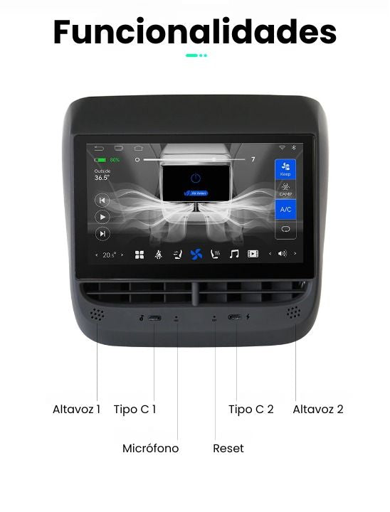 Pantalla trasera Tesla Model 3 / Model Y  7.2” Infoentretenimiento y Aire Acondicionado RProjekt