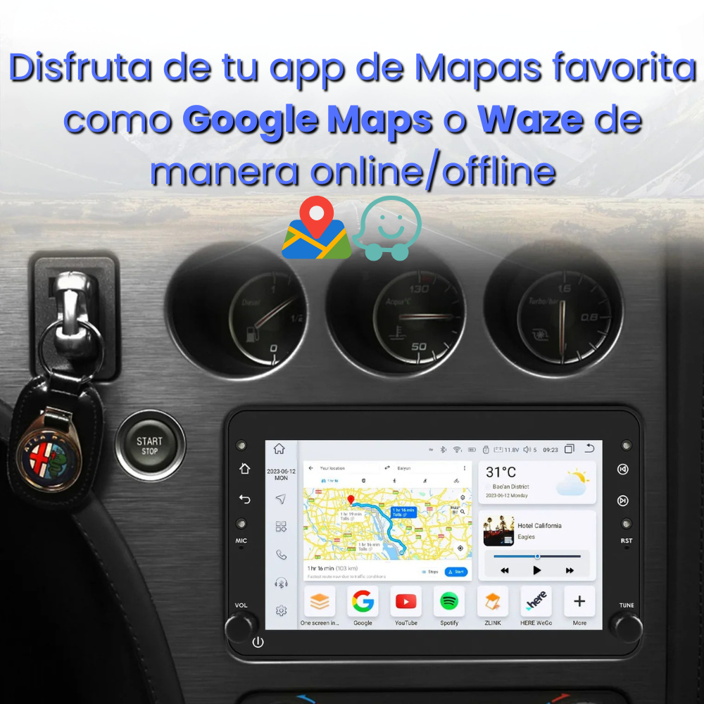 pantalla para alfa romeo 159 brera spider instalada con google maps y waze