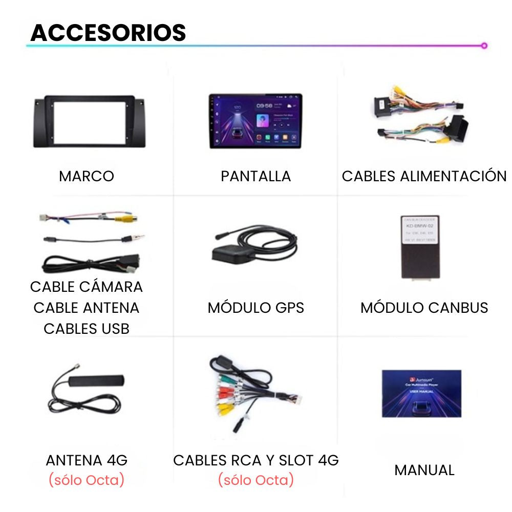 Pantalla Android Auto Carplay BMW E53 X5 Serie 5 E39