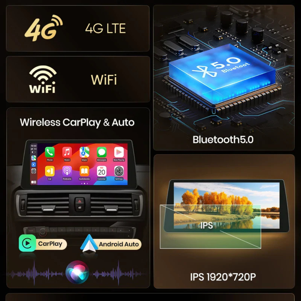 Pantalla Android Auto Carplay BMW Serie 1 2 3 4 F20 F21 F22 F30 F31 F32 F33 F34 F36