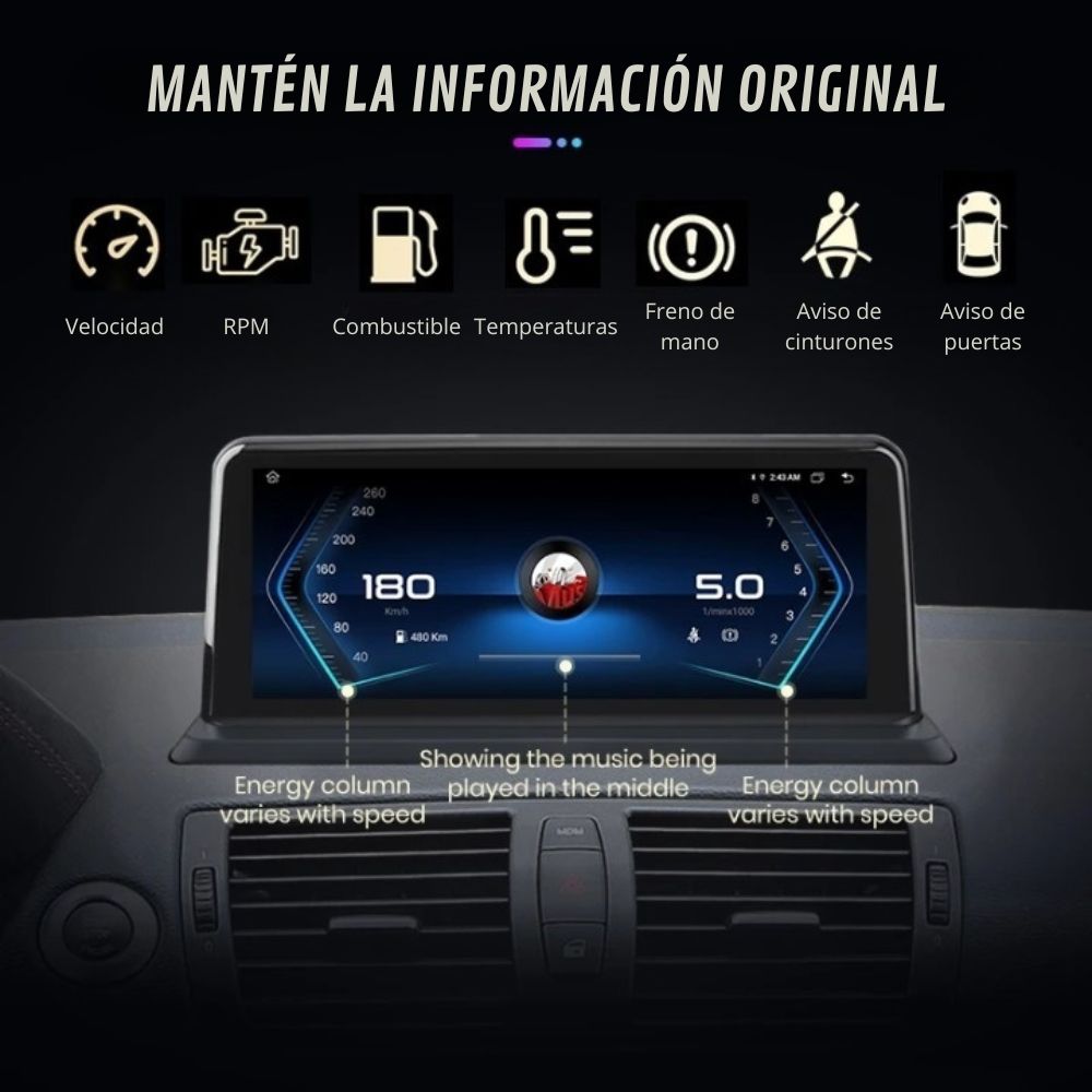 Pantalla Android Auto Carplay BMW Serie 1 E81 E82 E87 E88 10 Pulgadas