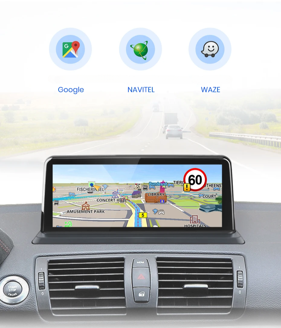 Pantalla Android Auto Carplay BMW Serie 1 E81 E82 E87 E88 10 Pulgadas
