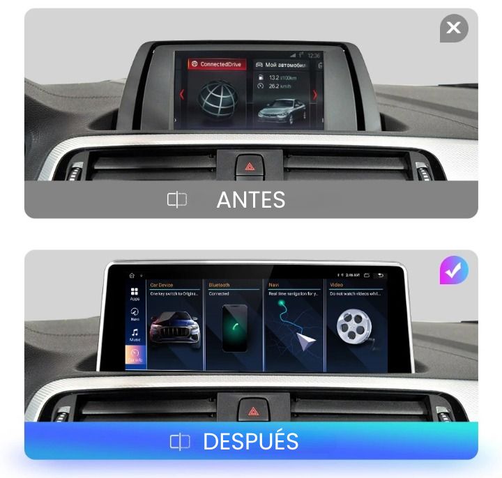 Pantalla Android Auto Carplay BMW Serie 1 F20 EVO 2017-2019