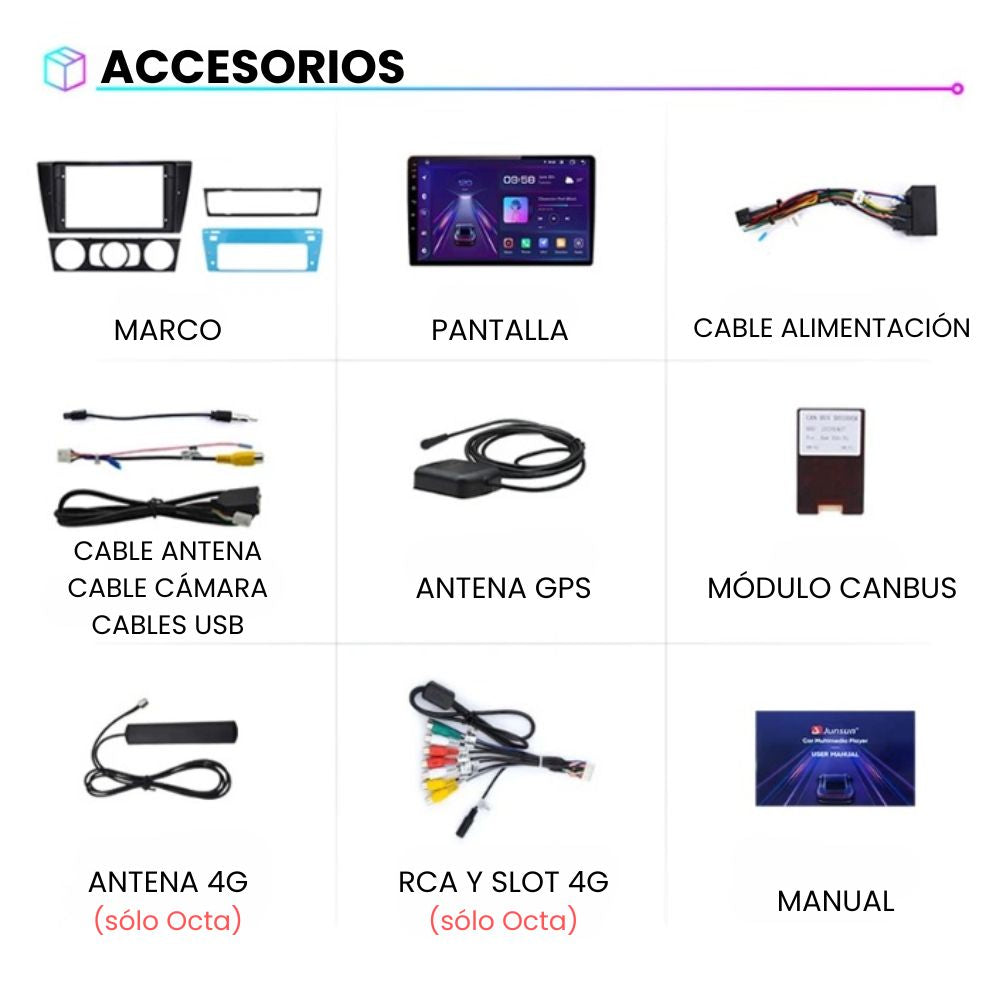 Pantalla Android Auto Carplay BMW Serie 3 E90 E91 E92 E93