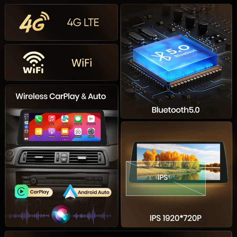 Pantalla Android Auto Carplay BMW Serie 5 F10 F11 2011 - 2017