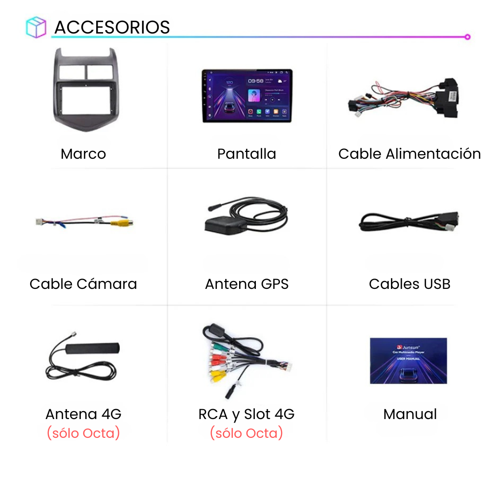 Pantalla Android Auto Carplay Chevrolet Aveo 2011-2015