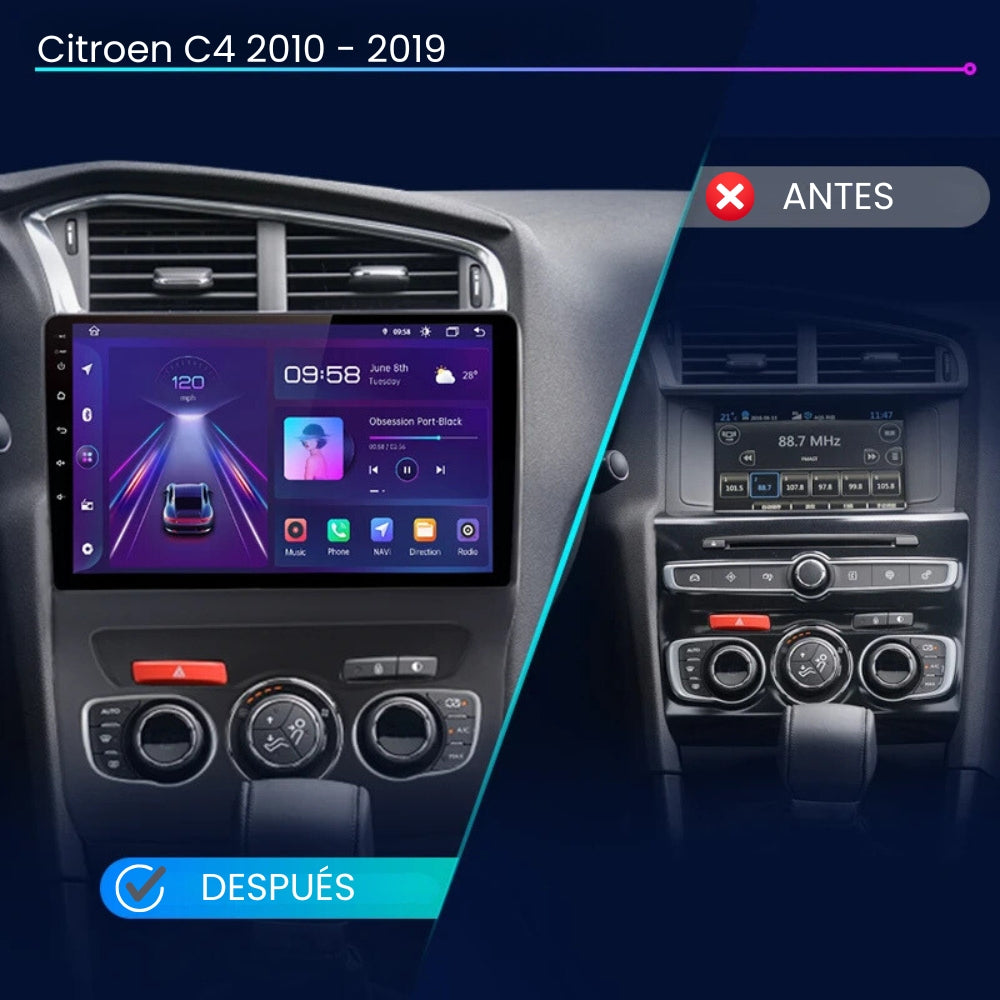 Pantalla Android Auto Carplay Citroen C4 2010 - 2019