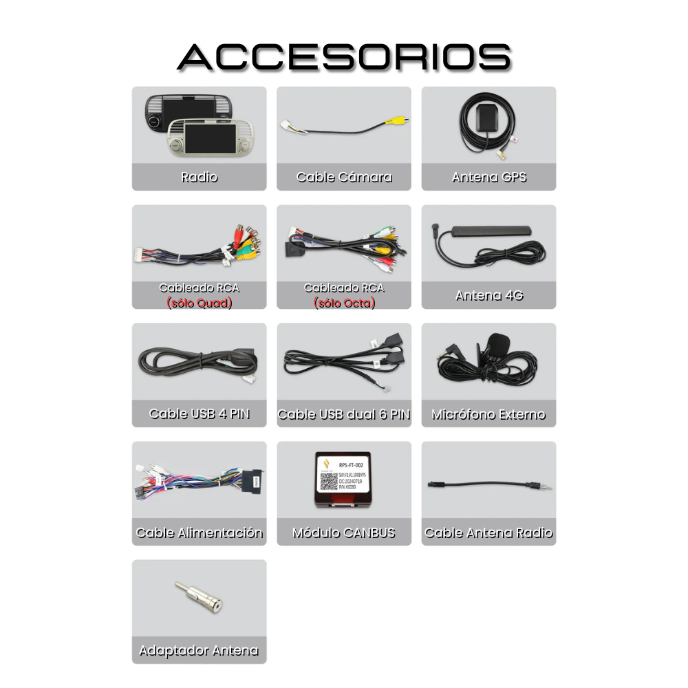 Android Auto Carplay Radio Fiat 500 Abarth 2007-2015