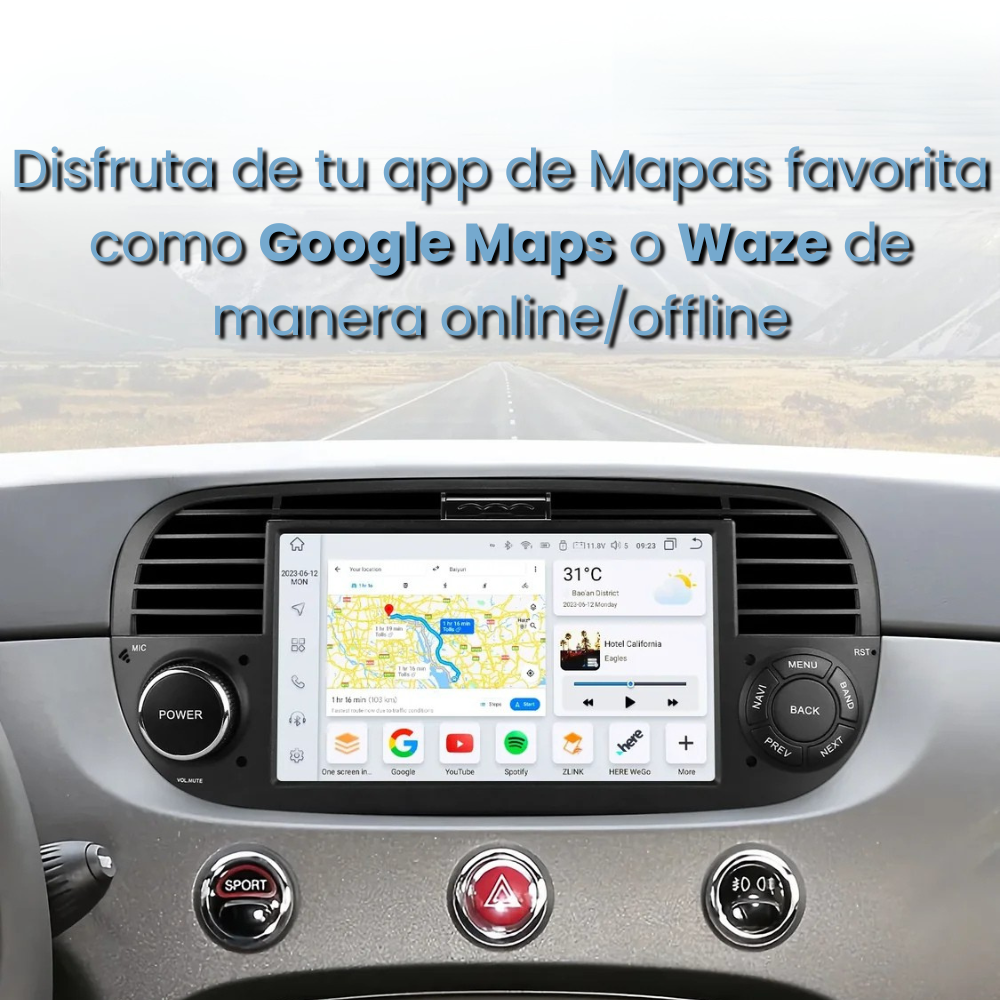 Android Auto Carplay Radio Fiat 500 Abarth 2007-2015