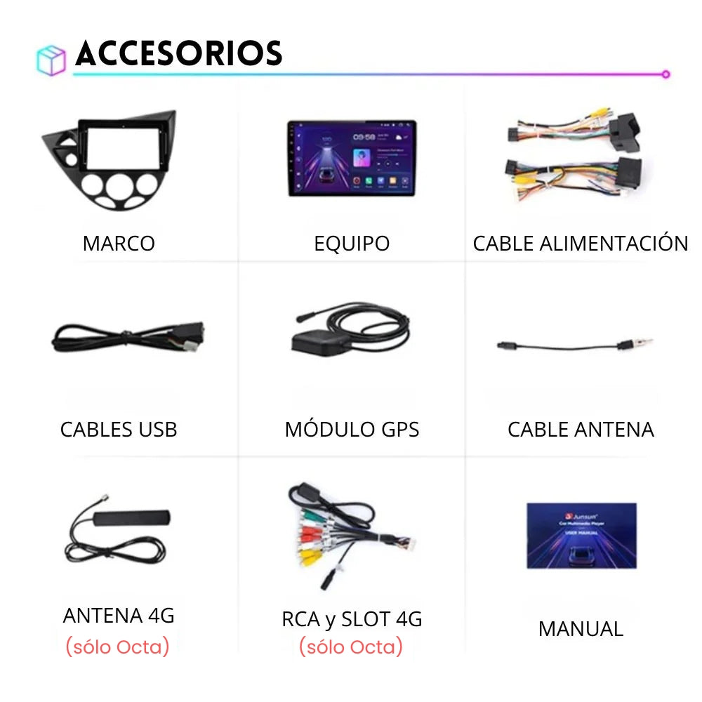 Pantalla Android Auto Carplay Ford Focus 1 MK1 1998-2004