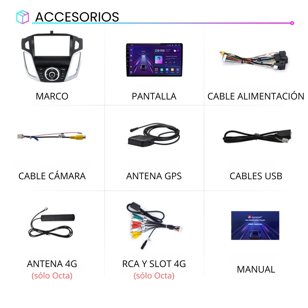 Pantalla Android Auto Carplay Ford Focus 3 MK3 2011-2019