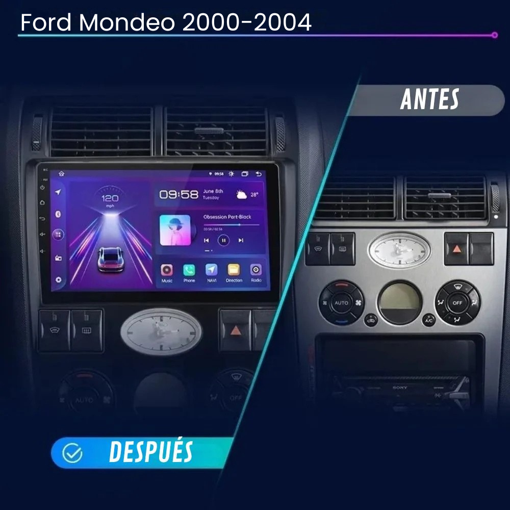 Pantalla Android Auto Carplay Ford Mondeo 3 2000 - 2004