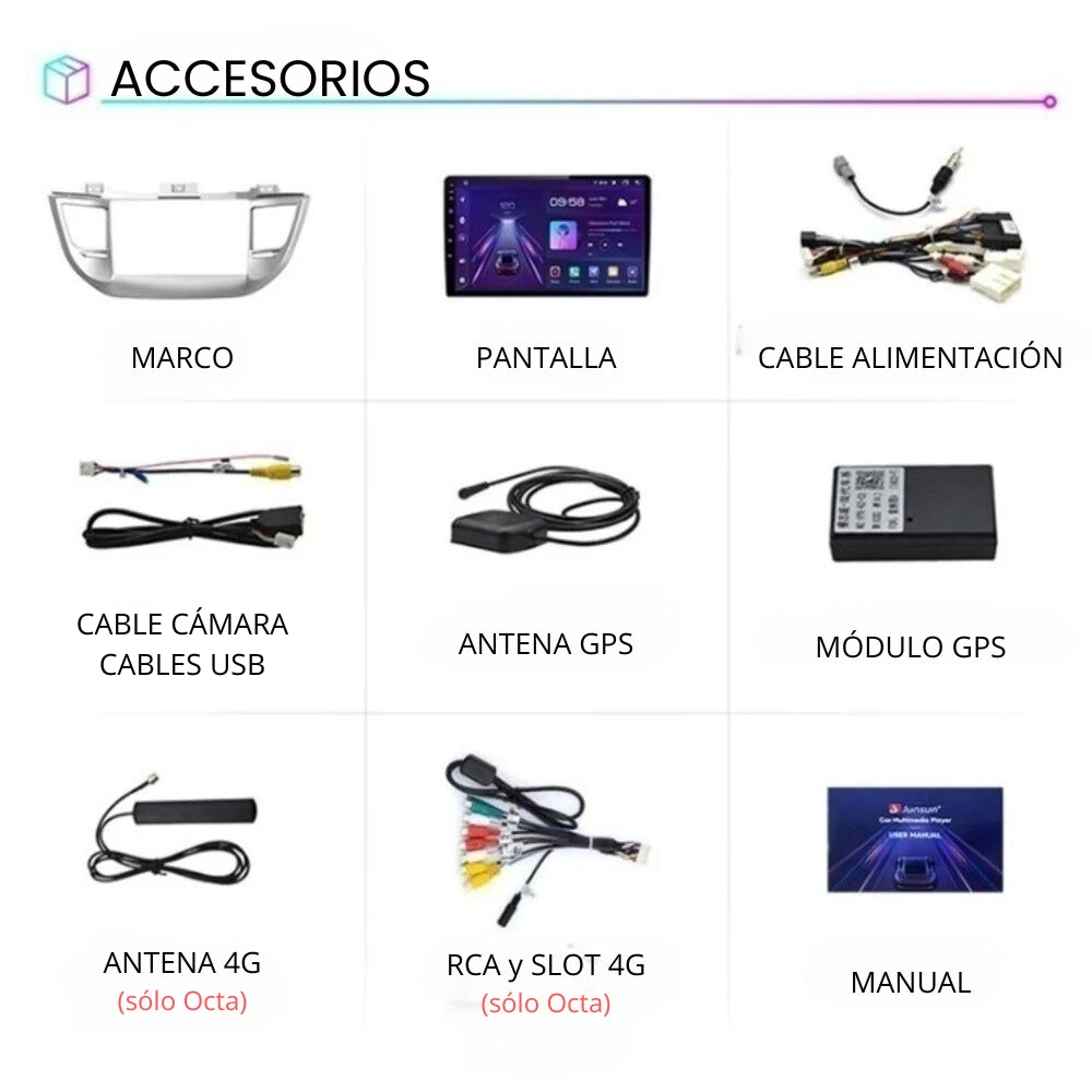 Pantalla Android Auto Carplay Hyundai Tucson 3 IX35 2015-2018