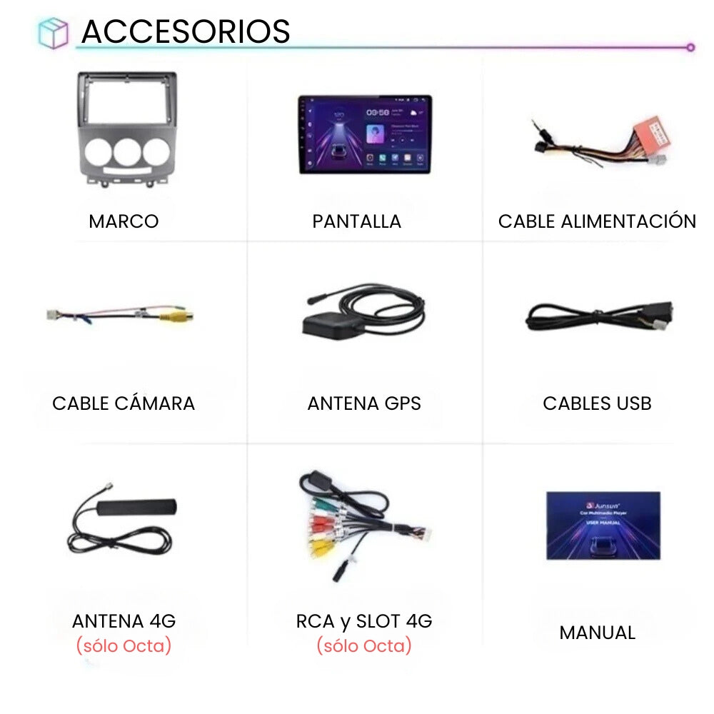 Pantalla Android Auto Carplay Mazda 5 2005-2010