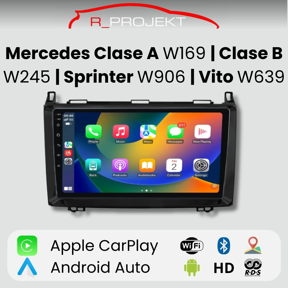 Android Auto Radio Carplay Mercedes A Class W169 B Class W245 Sprinter W906 Vito W639
