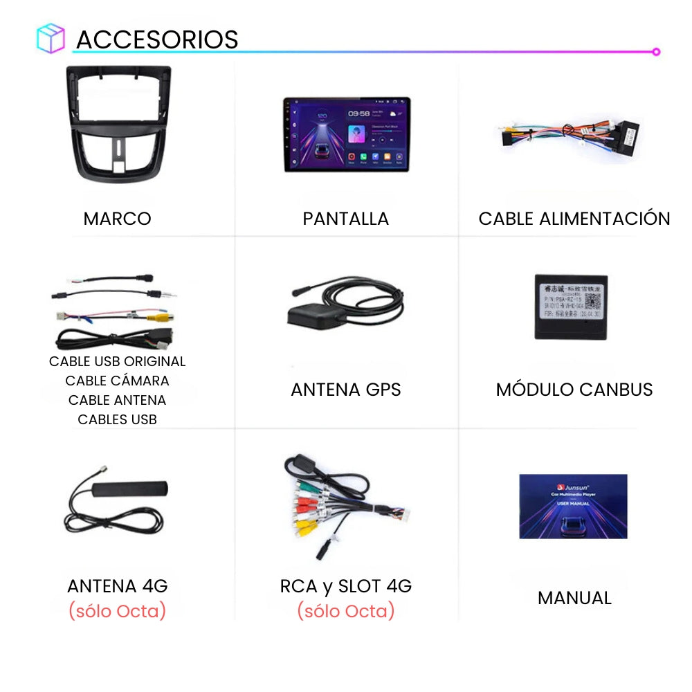 Android Autoradio Carplay Peugeot 207 2006 - 2015