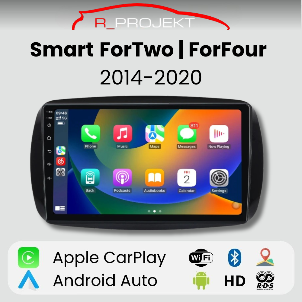 Android Auto Radio Carplay Smart ForTwo / ForFour 2014-2020