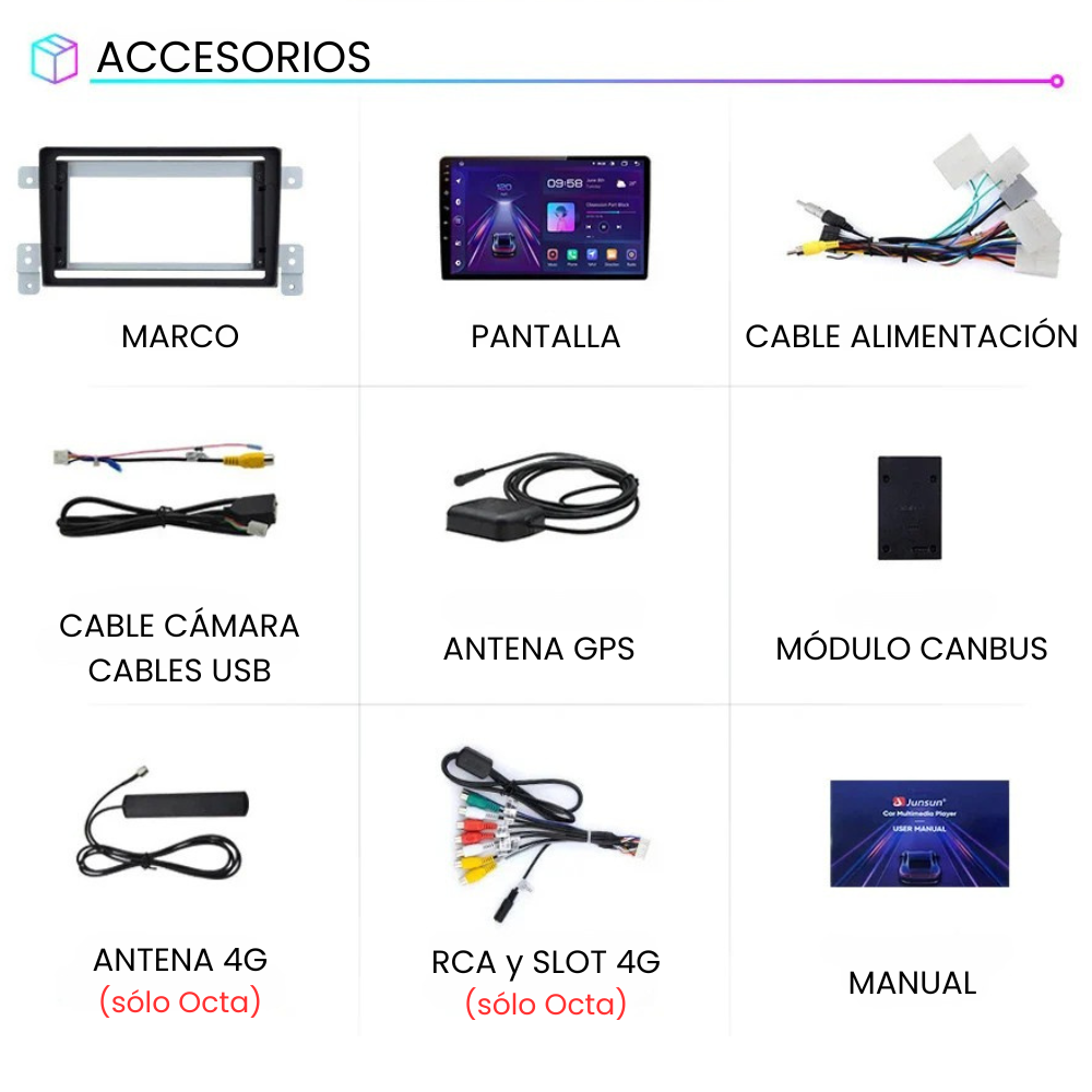 Pantalla Android Auto Carplay Suzuki Grand Vitara 3 2005-2015