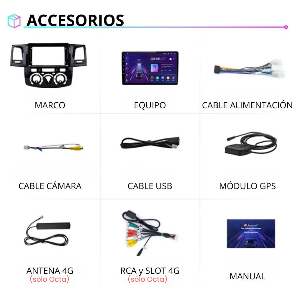 Android Autoradio Carplay Toyota Hilux 2009 - 2015