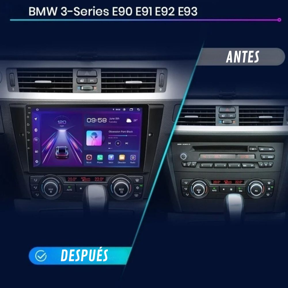 Pantalla Android Auto Carplay BMW Serie 3 E90 E91 E92 E93