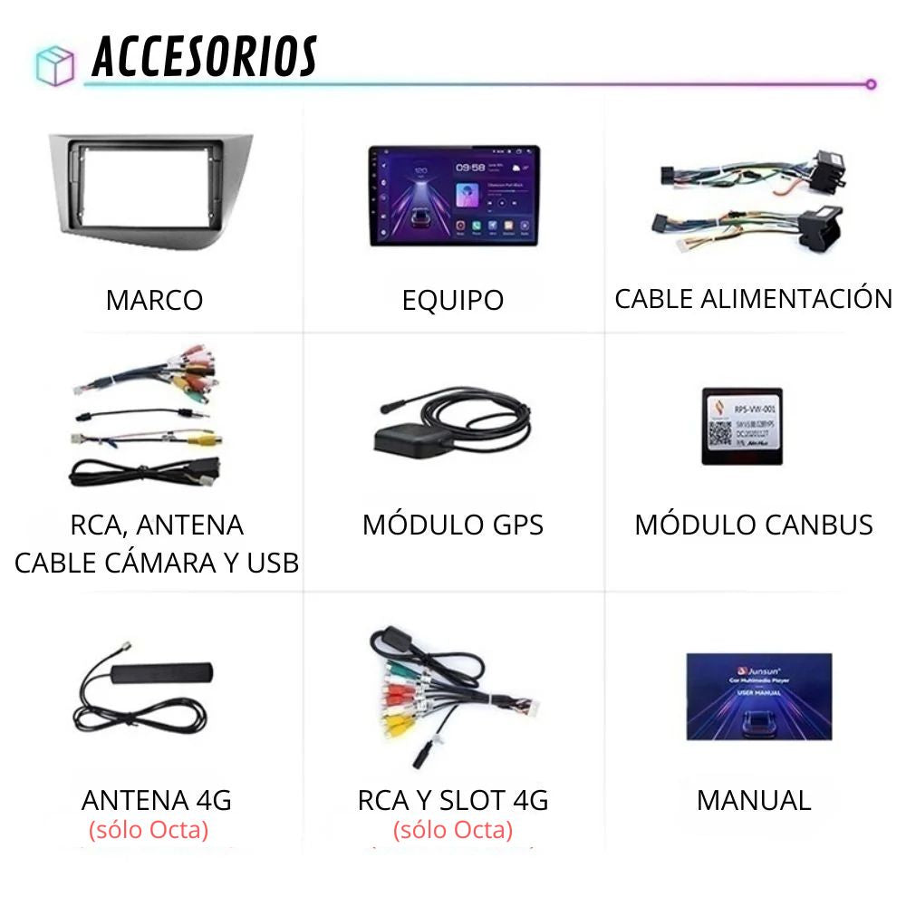 Radio Android Auto Carplay Seat Leon 2 MK2 2005 - 2012