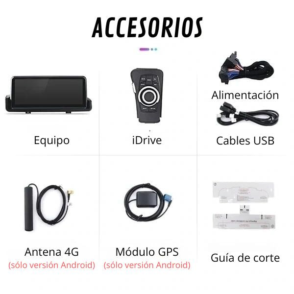 Pantalla Android Auto Carplay BMW Serie 3 E90 E91 E92 E93 2005-2012