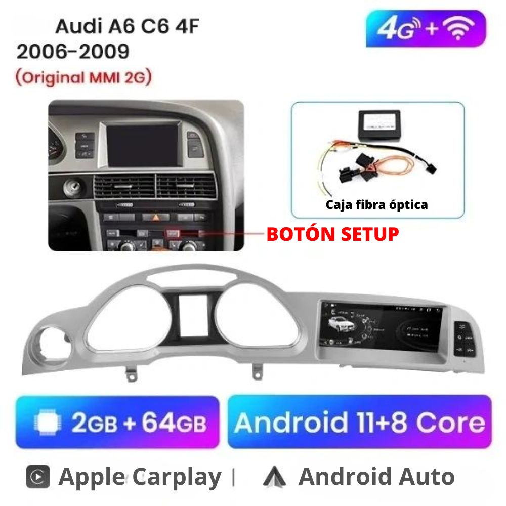 pantalla android auto audi a6 C6 4f pantalla carplay audi a6 radio android auto audi a6 radio carplay audi a6 pantalla tactil audi a6 radio android audi a6 bluetooth 4g google maps waze spotify