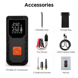 4-in-1 Car Jump Starter & Air Compressor | 8000mAh Power Bank, Digital Tire Inflator & Emergency LED Light