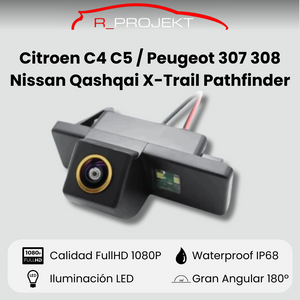 Cámara de visión trasera para Citroen C4/C5 Peugeot 307 308 Nissan Qashqai X-Trail Pathfinder