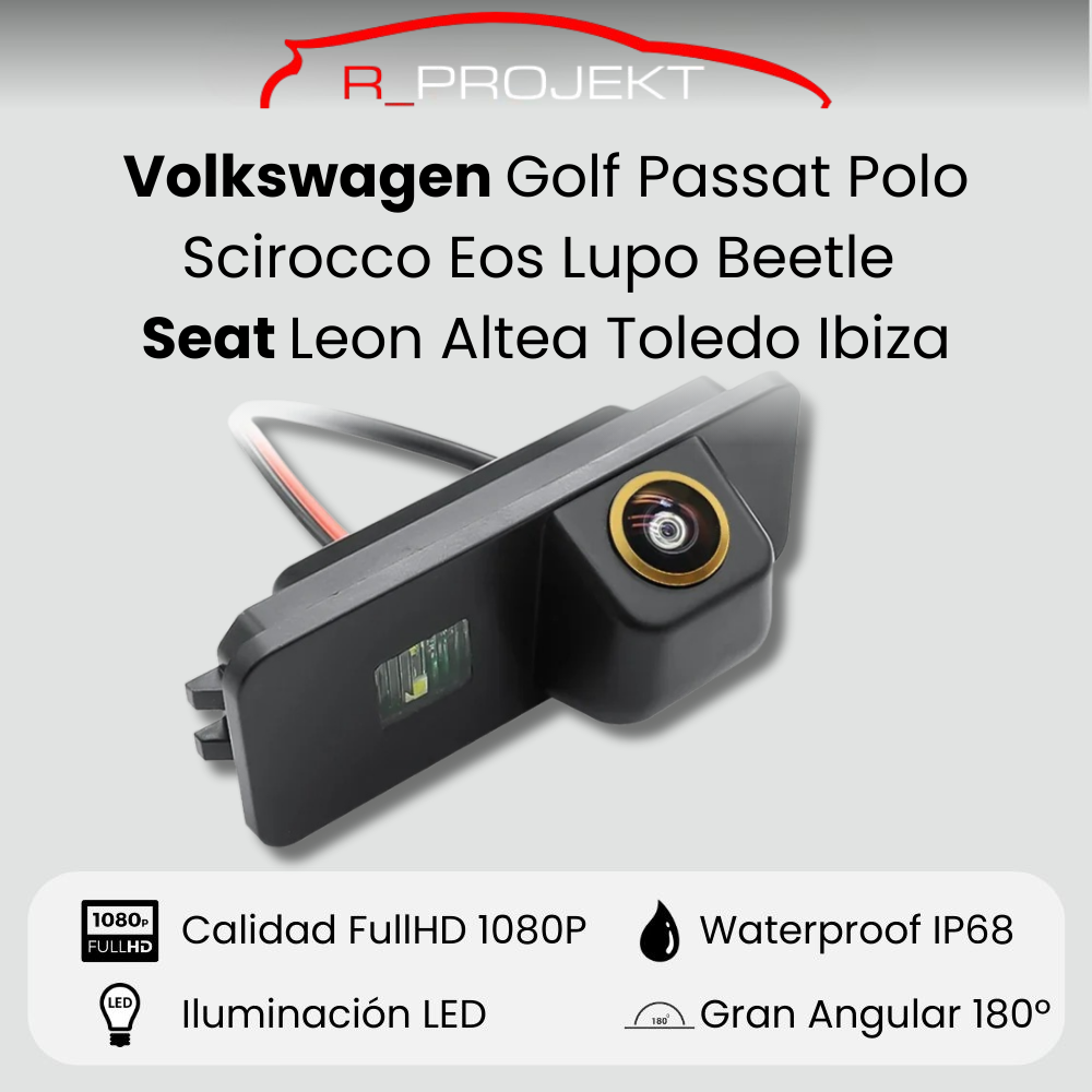 Cámara de visión trasera para Volkswagen Golf Passat CC Polo Scirocco Eos Lupo Phaeton Beetle Seat Leon Altea Toledo Ibiza