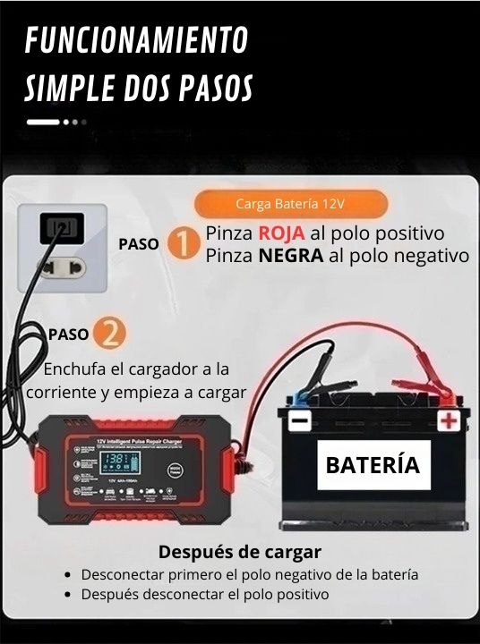 Cargador de Baterías 12V Coche Moto