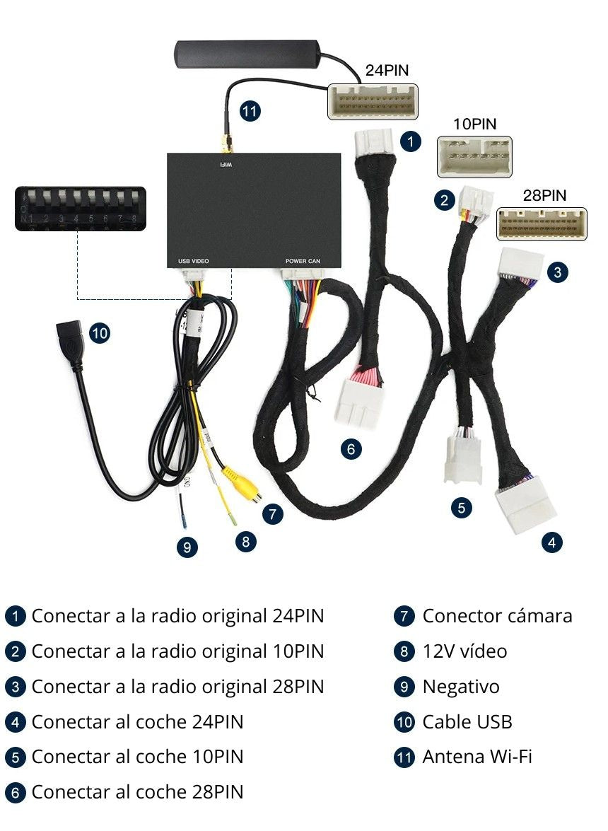 Módulo Apple CarPlay Android Auto Toyota sistemas Touch2 Entune 2.0 Prius C-HR Auris Avensis Verso Yaris Land Cruiser