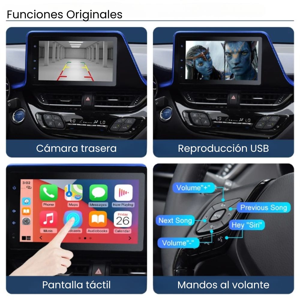 Interfaz Apple CarPlay Android Auto Toyota sistemas Touch2 Entune 2.0 Prius C-HR Auris Avensis Verso Yaris Land Cruiser