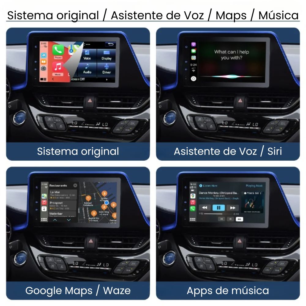 Interfaz Apple CarPlay Android Auto Toyota sistemas Touch2 Entune 2.0 Prius C-HR Auris Avensis Verso Yaris Land Cruiser