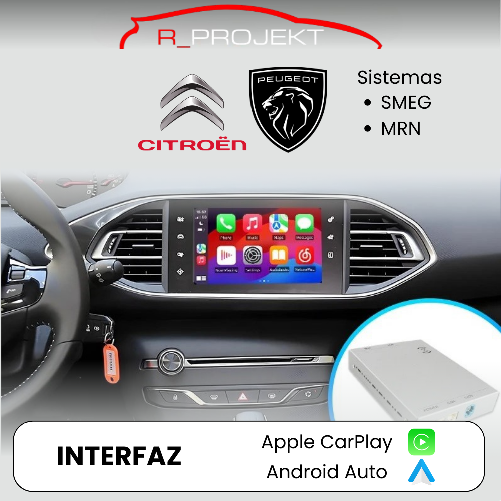 Módulo Apple CarPlay Android Auto Peugeot - Citroen - DS | Sistemas MRN/SMEG