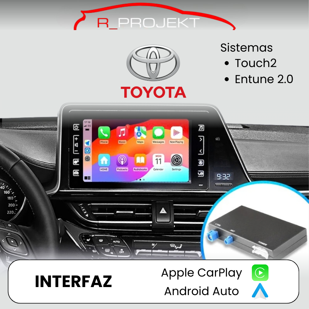 Módulo Apple CarPlay Android Auto Toyota sistemas Touch2 Entune 2.0 Prius C-HR Auris Avensis Verso Yaris Land Cruiser