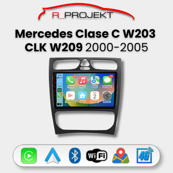 Pantalla Android Auto CarPlay Mercedes Clase C CLK W203 W209 2000-2005