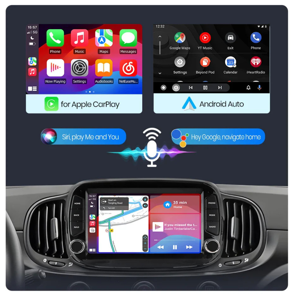 Pantalla Android Auto Carplay Fiat 500 Abarth 595 695 2016-2020