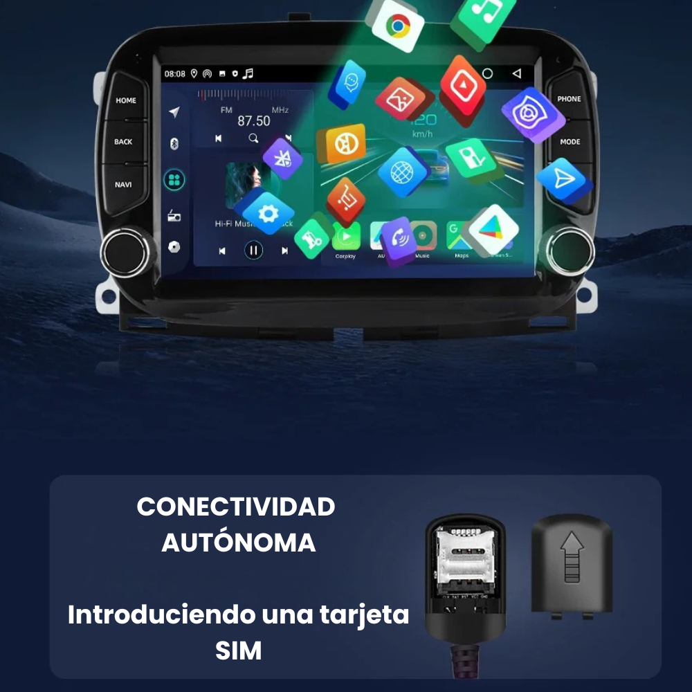 Pantalla Android Auto Carplay Fiat 500 Abarth 595 695 2016-2020