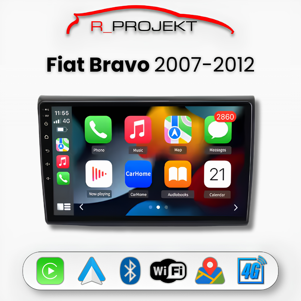 Pantalla Android Auto Carplay Fiat Bravo 2007-2012