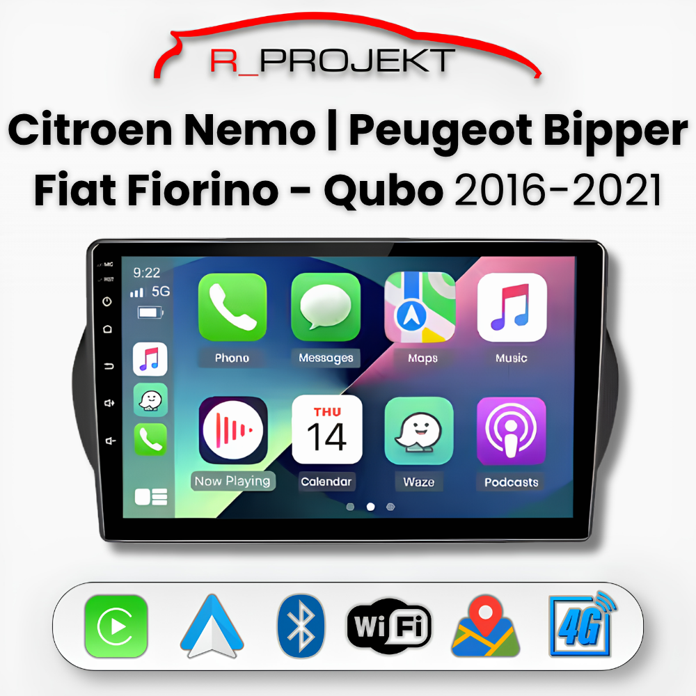 Android Auto Carplay Head Unit Fiat Fiorino Qubo Citroen Nemo Peugeot Bipper 2008-2017