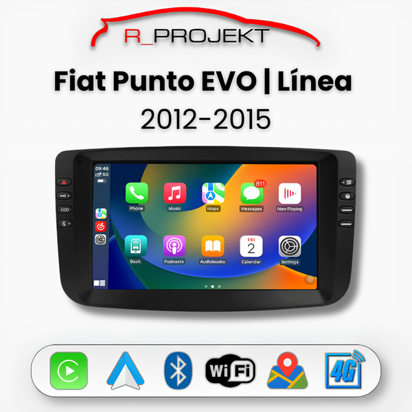 Pantalla Android Auto Carplay Fiat Linea Punto EVO 2012-2015